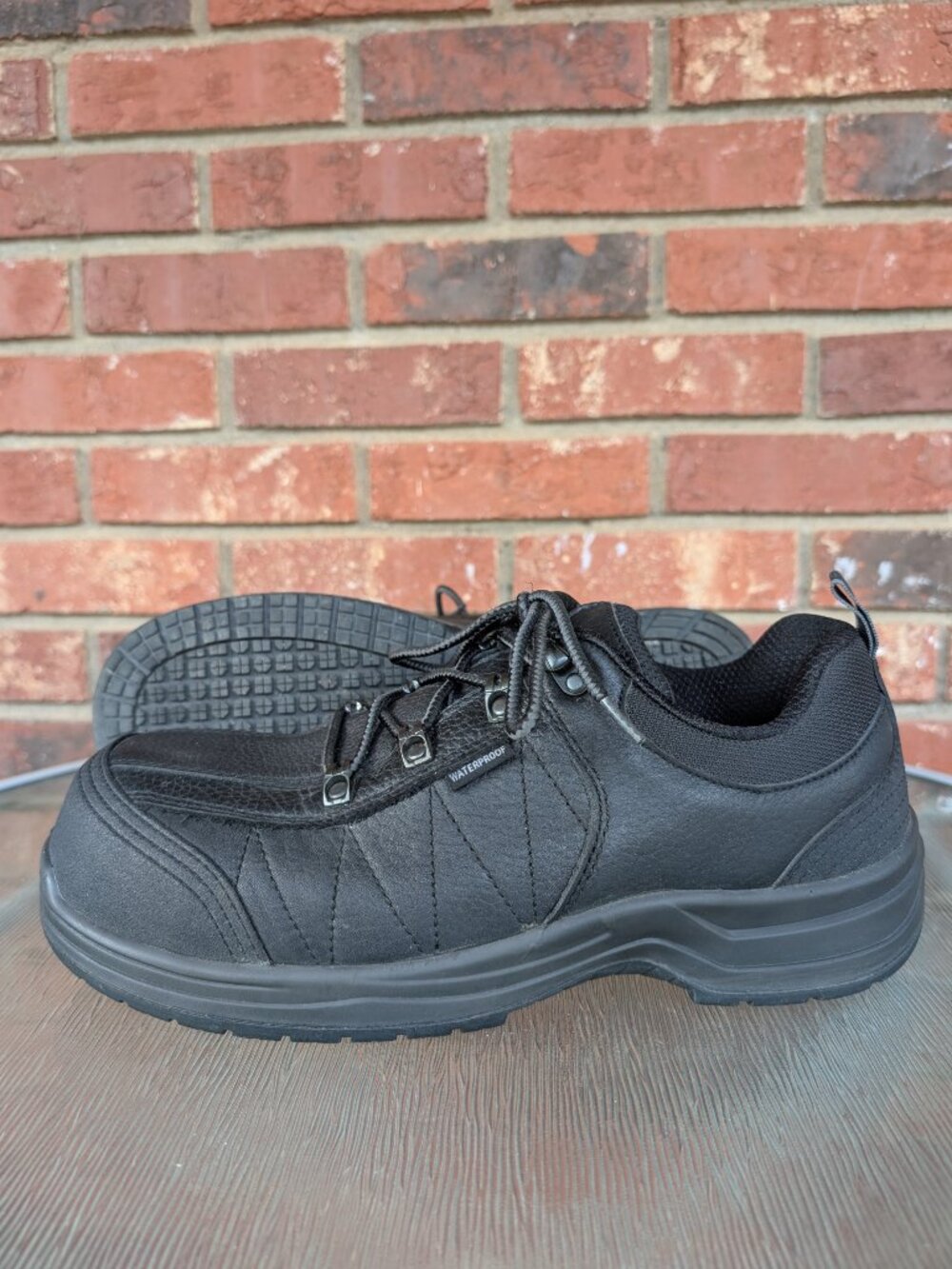 Men's Orthofeet Dolomite Black Leather Waterproof Steel Toe Shoes Size 11
